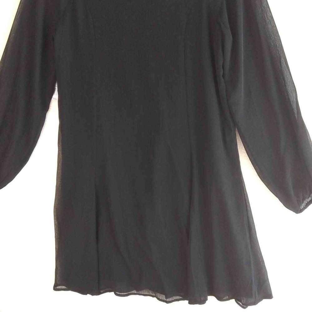 JOIE Chiffon Mini Dress Size Small‎ in Black w/ Balloon Sleeves - Picture 11 of 14